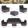 thumbnail image 3 of Gotland 6 Pieces Outdoor Patio Furniture Set Rattan Wicker Conversation Set,Wide Armrest (Black), 3 of 5