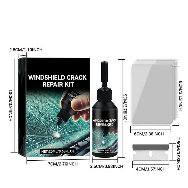 Kit de Réparation de Pare-Brise avant Automobile 20ml - Réparation Rapide pour Vision Claire et Conduite Sécurisée, Technologie Nano, Application Facile avec Chiffon Inclus