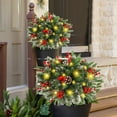 thumbnail image 3 of Dserhfy Pre-lit Christmas Tree Urn Filler 20 Inch Artificial Xmas Pine Tree with Pinecone Red Berries Battery Powered Outdoor Light Up Planter Filler with Tripod Stake for Porch Pathway, 3 of 8