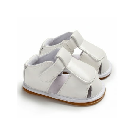 

Lumento Newborn Flat Sandal Soft Sole Crib Shoes First Walkers Sandals Casual Shoe Summer Comfort Non-slip White 6-12 months