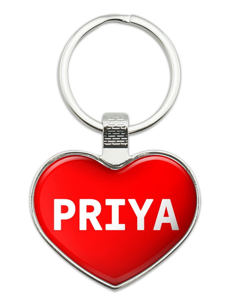 Priya I Love Name Heart Metal Key Chain 
