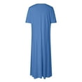 thumbnail image 4 of GEWSEY Women's Short Sleeve Loose Plain Maxi Dresses Casual Vacation Long Dresses with Pockets (Blue, XXL), 4 of 5