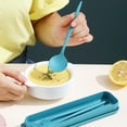 thumbnail image 3 of Walbest 4Pcs/Set Reusable Portable Plastic Cutlery Set with Storage Box, Spoon Fork Cutter Chopsticks Tableware Set for Outdoor Travel, 3 of 7