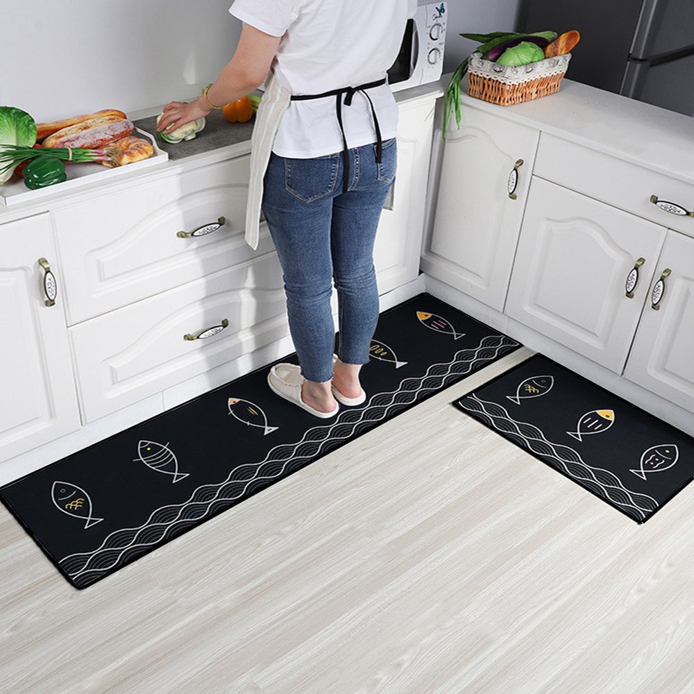 2 Pcs Rugs for Kitchen Floor, 15.75x23.62"+15.75x47.24" NonSlip