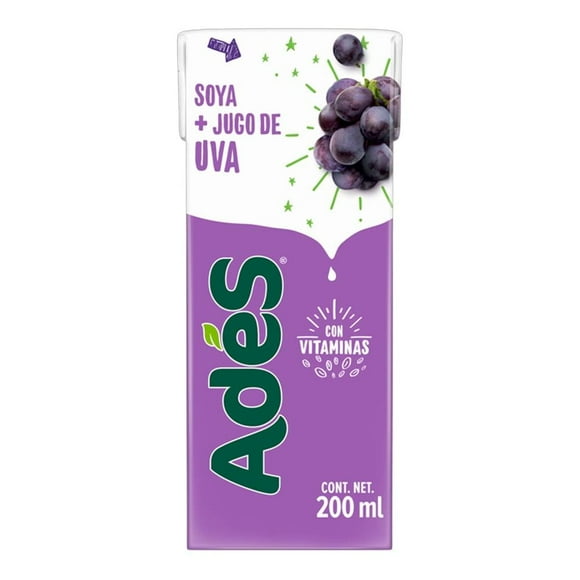 Alimento líquido de soya Ades sabor uva 200 ml