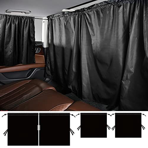 Set of 3 Privacy Curtains for Car,SUV,Van - Includes 1 Rear Seat Divider & 2 Side Windows Divider Curtains for Camping & Sleeping
