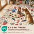 thumbnail image 4 of Design&I 8'x10' Washable Area Rug Retro Mid Bird Folk Flower Southwestern Border Century Orange for King Size Bedroom, Under Bed, Sleek Flatweave Pet Friendly, 4 of 7