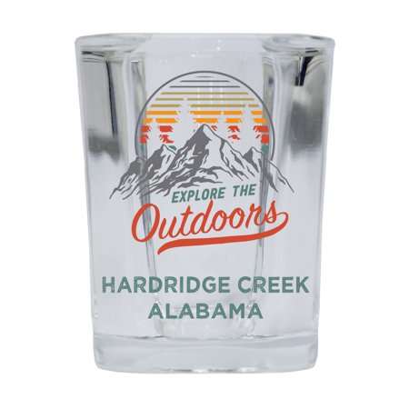 

Hardridge Creek Alabama Explore the Outdoors Souvenir 2 Ounce Square Base Liquor Shot Glass 4-Pack