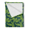 thumbnail image 2 of Leaves Soft Flannel Fleece Throw Blanket, Tribal Aztec Backdrop with Sketched Spiky Palm Tree Leaves, Cozy Plush for Indoor and Outdoor Use, 50" x 60", Yellow Green Jade Green, by Ambesonne, 2 of 5