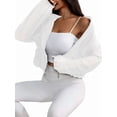 thumbnail image 3 of Women'S Mesh Sheer Zip Up Jacket Mock Neck Light-Weight Athletic Outerwear with Pockets White XL, 3 of 9