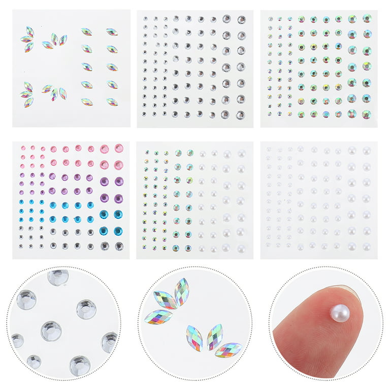 Etereauty 6 Sheets Face Jewels Stick on Chest Face Rhinestones for Makeup  Rave Festival Dress Up 