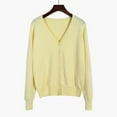 thumbnail image 2 of HBFAGFB Cardigan for Women Spring Autumn Knitted Long Sleeves Simple Versatile Daily Wear Light Yellow Size L, 2 of 3