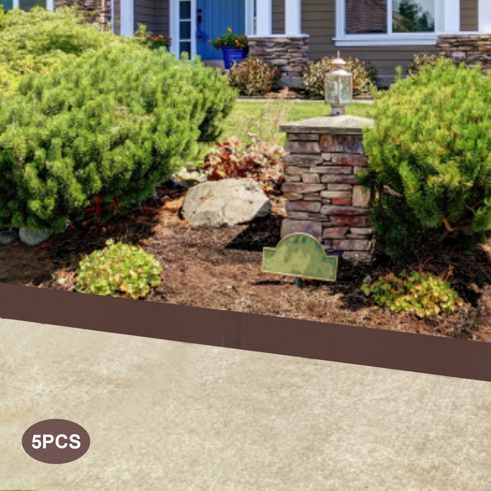 5PCS Steel Lawn Edging Metal Landscape Edging 3/4/5"x39" Without Digging Easy
