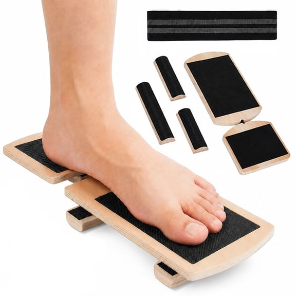 Ankle Balance Board with Resistance Band, Adjustable Foot & Calf Stretch Trainer, Slant Board for Stability, Mobility & Home Exercise