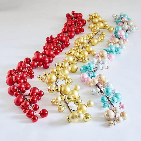 Christmas Garland, Colorful Shiny Ball Ornament Garland with Metallic Berries Artificial Branch for Christmas Tree Mantel Staircase Door Holiday Party Decor 2025