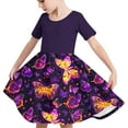 thumbnail image 6 of Spazoro Kids Girls A Line Dresses, Butterfly Print Short Sleeve New Style Stretchy Wrinkle Princess Dress for Child Girls Multicolor Size 4 T, 6 of 7