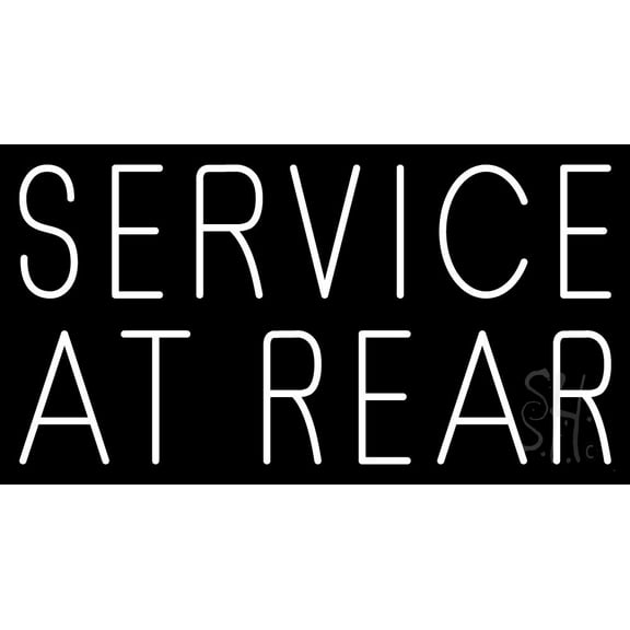 Service At Rear LED Neon Sign 13 x 24 - inches, Clear Edge Cut Acrylic Backing, with Dimmer - Bright and Premium built indoor LED Neon Sign for automotive store, and mall.