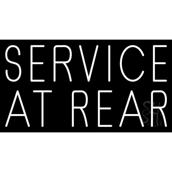 Service At Rear LED Neon Sign 13 x 24 - inches, Clear Edge Cut Acrylic Backing, with Dimmer - Bright and Premium built indoor LED Neon Sign for automotive store, and mall.