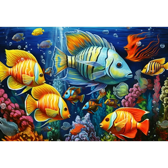 jigsaw Puzzles 50 pieces for adults Underwater Fish Formation wooden Challenging Puzzles Perfect for Game Nights 7.9'' x 5.9''