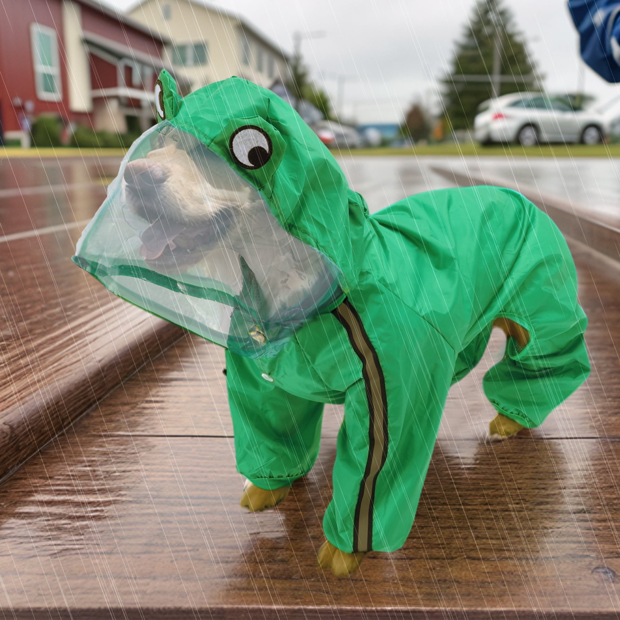 Unique Bargains Dog Raincoat Full Coverage Waterproof with Reflective Strip 2XL Size