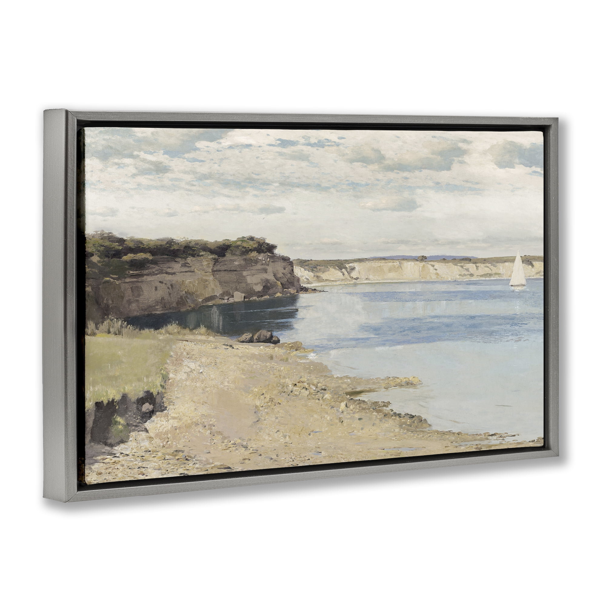 Stupell Industries Set Sail Peaceful Cove Gray Framed Floater Canvas Wall Art, design by Christy McKee