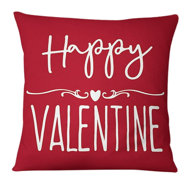 Housses de Coussin de Saint-Valentin, Housse de Coussin Imprimée en Lin, Housse de Coussin de Vacances, Taie d'Oreiller pour Salon, Housses de Coussin Rouges pour Salon