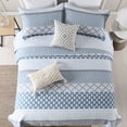 thumbnail image 6 of Bedduvit Blue Gray Queen Size Quilt - 100% Cotton Farmhouse Blue Floal Striped Quilt for Queen Bed, Reversible Lightweight Queen Size Bedspread with 2 Pillow Shams, 3-Piece Bedding Set All Season, 6 of 13