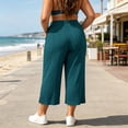 thumbnail image 7 of Ltctricy Plus Size Pants for Women Casual Drawstring Loose Capri Pants with Pockets Elastic Waist Crop Trousers, 7 of 7