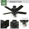 thumbnail image 4 of Hunter - Bennett Indoor Ceiling Fan With Light, Remote, 44-inch, Matte Black, Transitional-style, 3-speed WhisperWind Motor, 50416, for living rooms, bedrooms, home offices, kitchens, 4 of 15