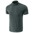 thumbnail image 3 of Men’s Mock Turtleneck Short Sleeve T Shirts Basic Slim Undershirts Plain Tee Shirts Lightweight Pullover Top, 3 of 5