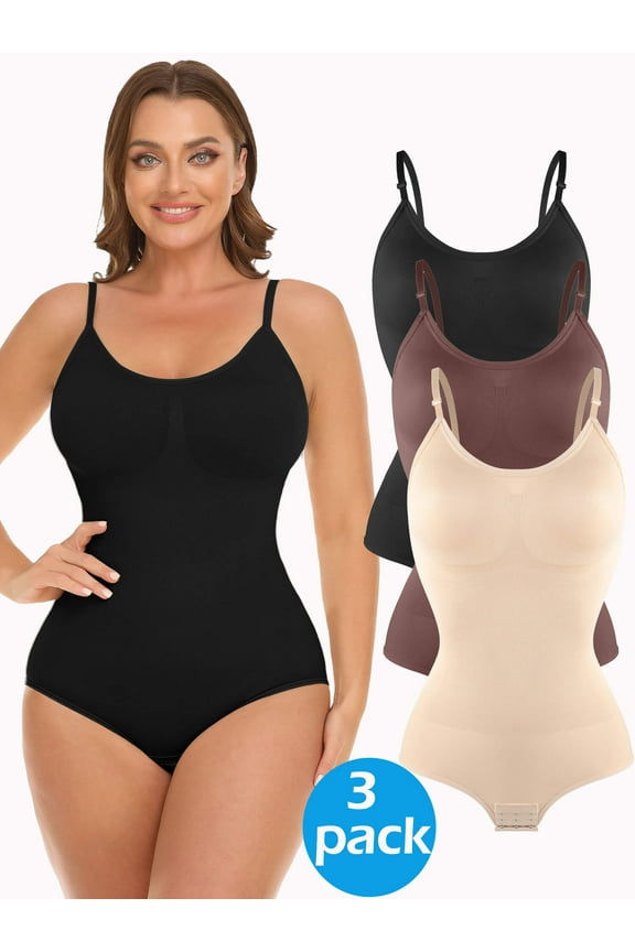 3 Piece Shapewear Bodysuits Women Clothing Tummy Control Seamless Full Body Shaper V Neck Jumpsuits Top