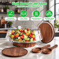 Extra Large 5-qt Salad Bowl Set with Lid, Walnut Wood Base and Servers ...
