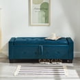 thumbnail image 5 of 48" Ottoman Bench with Storage, Upholstered Faux Leather PU Tufted Storage Ottoman for Bedroom, Living Room, Entryway,Blue, 5 of 18