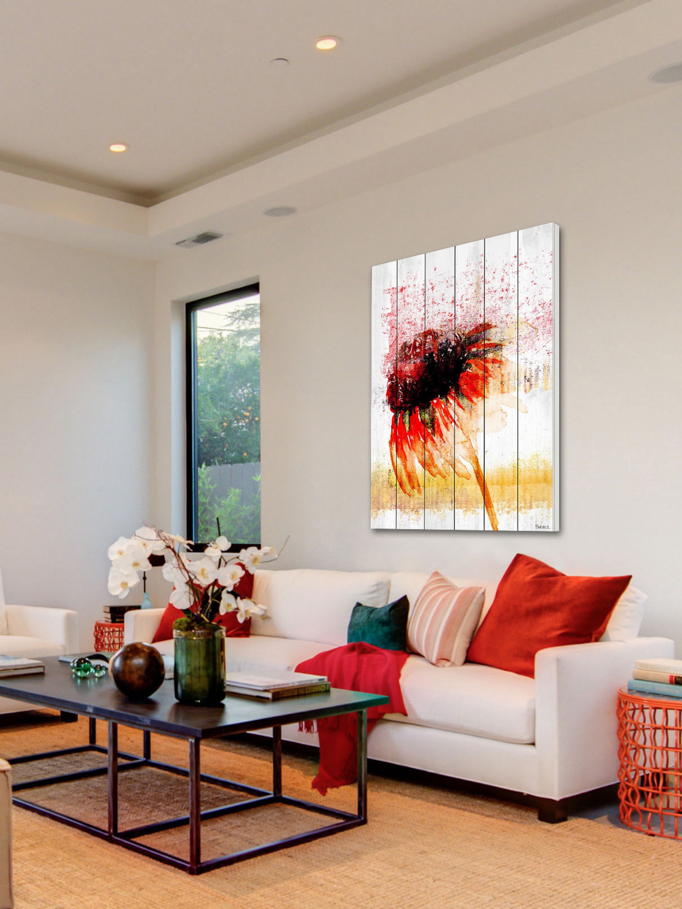 Parvez Taj Flower 4 White Wood Wall Art, 24" x 16"