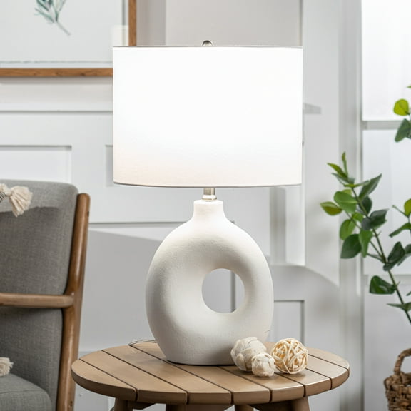 nuLOOM 23-inch Contemporary Ceramic Table Lamp, 22.5" H x 14" W x 8" D, White