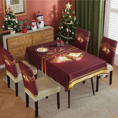 

Christmas Tablecloth Chair Cover Set Winter Christmas Holiday Table Cloth Decoration Decor For Dining Room Home Party