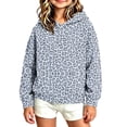 thumbnail image 2 of Lutiedan Girls Leopard Print Hoodie Oversized Fleece Fall Winter Hooded Sweatshirts Long Sleeve Casual Pullover Top Size 3-13,Blue, 2 of 5