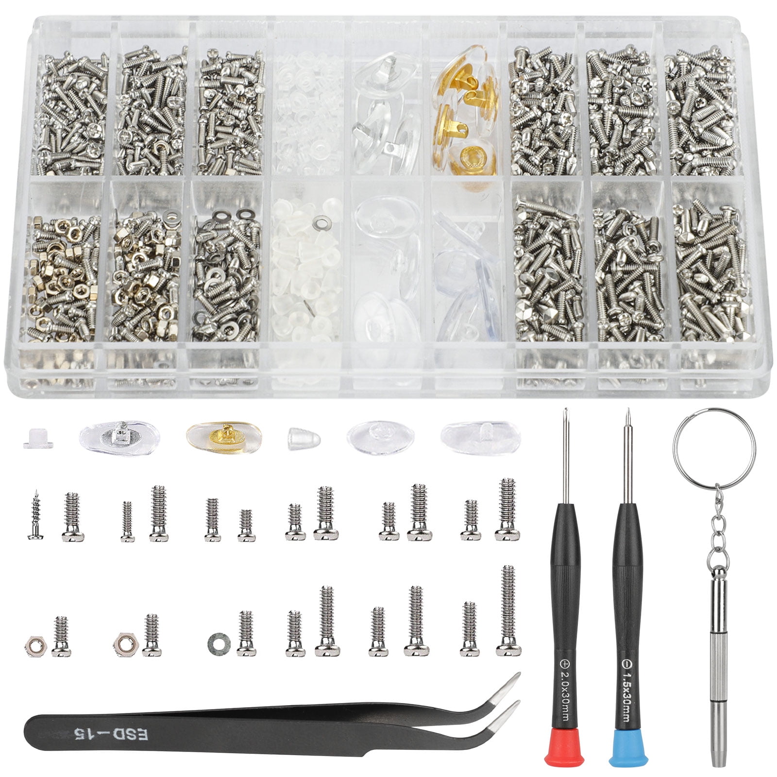 Lots 1000 Pieces Glasses Eyeglasses Flat Washers for Tiny Screws Tools Kit 