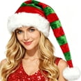 thumbnail image 5 of LNZGNM Christmas Unisex Cozy Elf Hat with Striped Design, Christmas Themed Cap for Men and Women, Soft Feel Cap,Red(One Size), 5 of 5