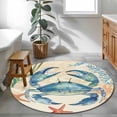 thumbnail image 3 of Round Rugs 4Ft, Blue Teal Crab Coastal Round Area Rug Washable Indoor Throw Carpet, Nautical Beach Coral Starfish Soft Non Slip Circle Rug for Kitchen Nursery Room Home Decor Aesthetic, 3 of 8