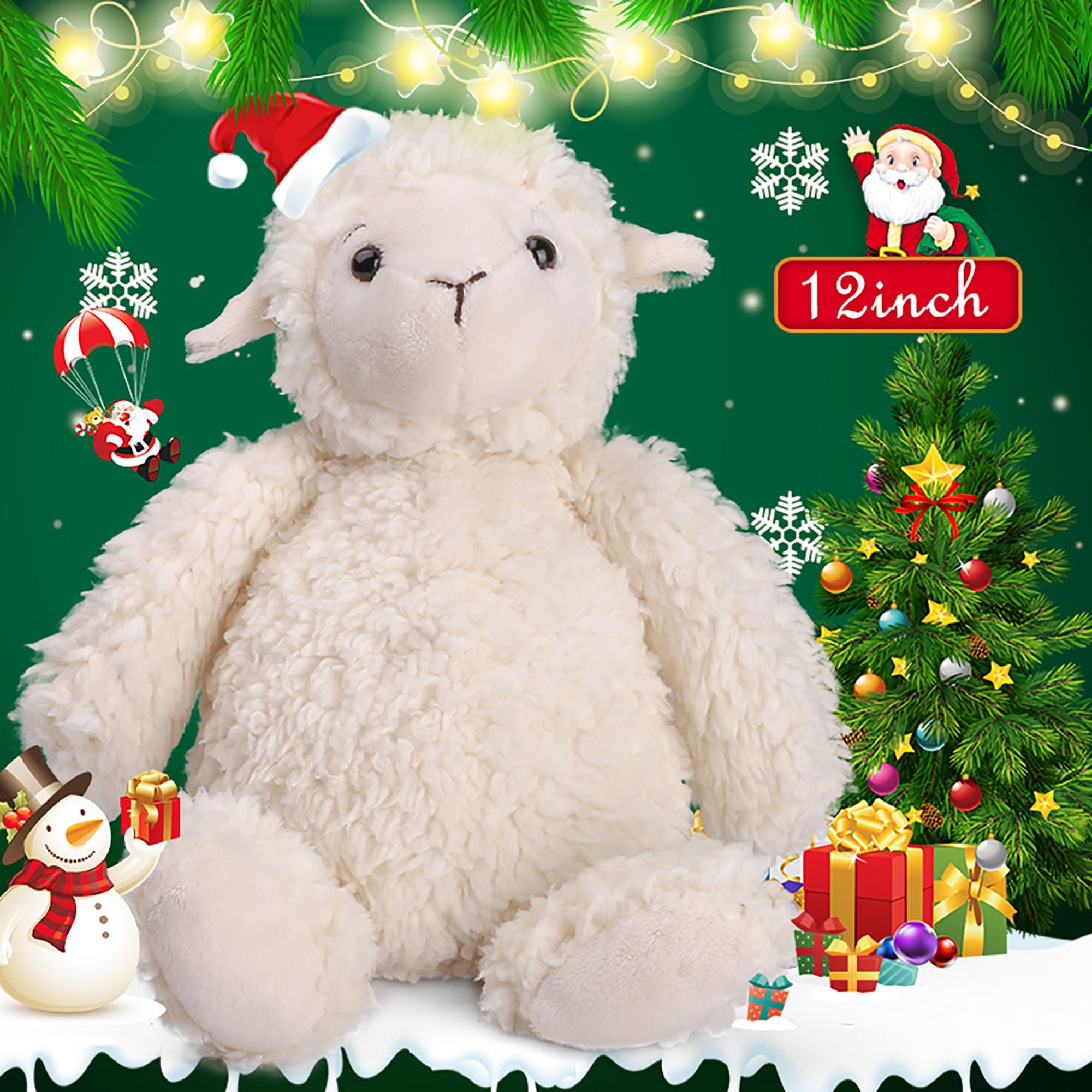 Baby Lamb Stuffed Animal , 12 in Cuddly White Fuzzy Stuffed Sheep Plush Toys for Baby Kid