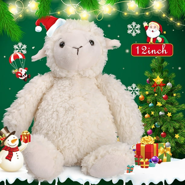 Baby Lamb Stuffed Animal , 12 in Cuddly White Fuzzy Stuffed Sheep Plush