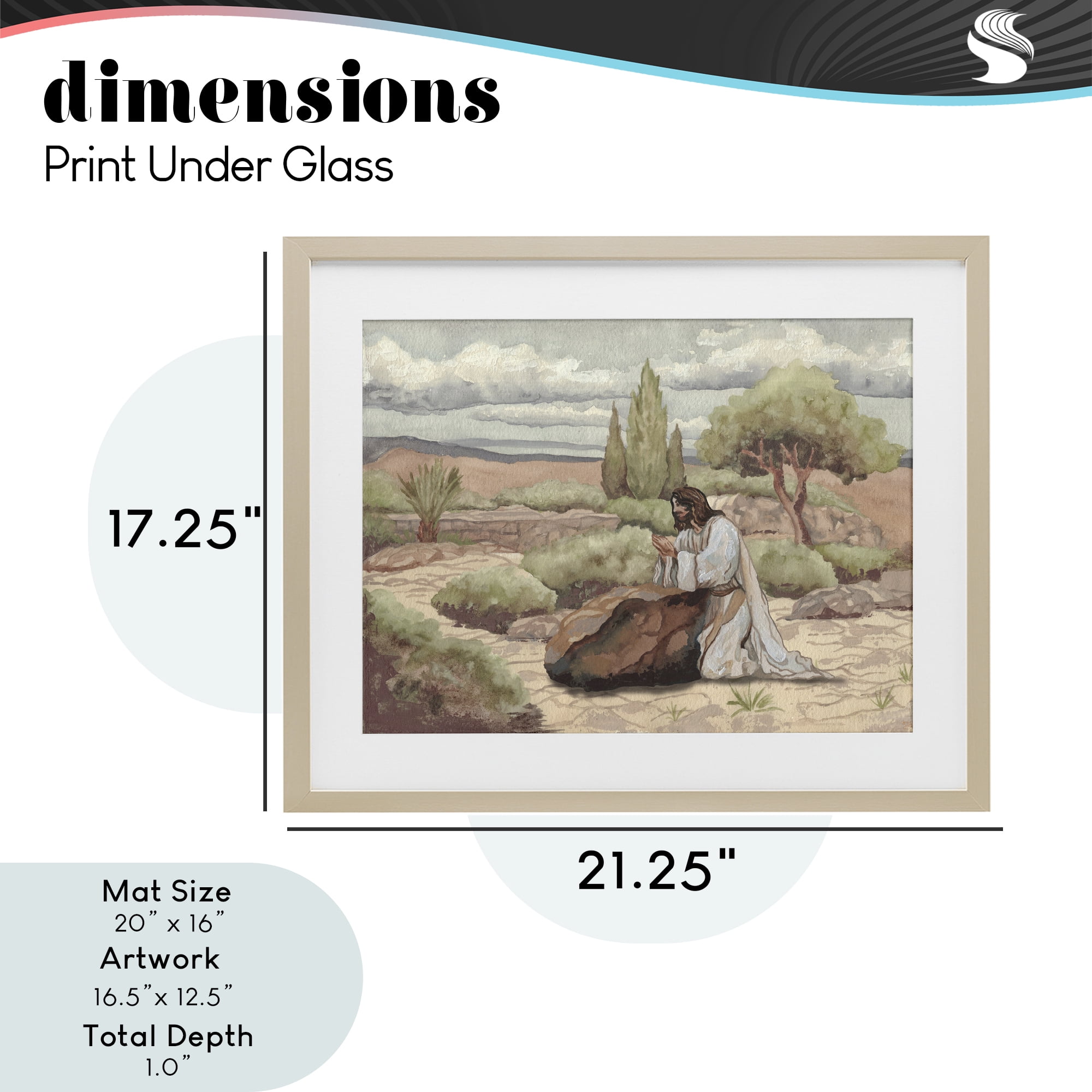 Stupell Industries Jesus Praying Countryside Birch Framed Print Under Glass, design by Elizabeth Medley