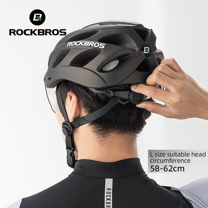 ROCKBROS Cycling Helmet Ultralight Protective Helmet with Magnetic Goggles & Windproof Brim for Men Women