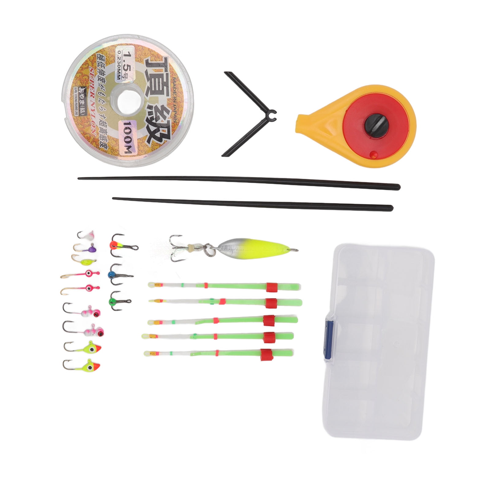 Mini Winter Ice Fishing Rod Pole Tip Rod Top Fishing Line Hooks Ice Fishing Accessories Yellow,IceFishingPoleKit,IceFishingPoleCombo