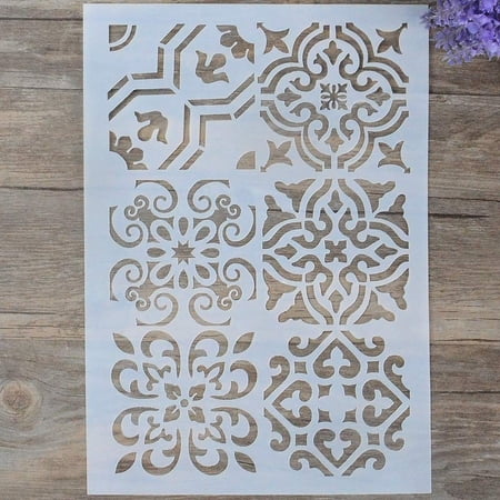 DIY Decorative Tile Stencil Template for Painting on Walls Furniture Crafts (A4 Size)