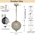thumbnail image 3 of 1-Light 12" Retro Antique Gold Crystal Globe Chandelier Small Sphere Pendant Light, 3 of 10