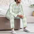 thumbnail image 7 of Salouo Pistachio Green Checkboard Print Button-Front Long Sleeve Pajama Set for Men, Soft 2Pjs Men's Long Sleeve Sleepwear-Large, 7 of 7