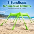 thumbnail image 6 of Rirool Windproof Beach Tent Sun Shelter, UPF50+ Portable Beach Canopy with Thickened Aluminum Poles, 8 Sandbags & Outdoor Shade for Beach Camping Patio Green, 6 of 8