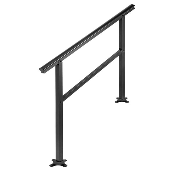 KFFKFF Exterior Staircase Handrail 47.6 X 35.2 Inch, Adjustable 0-30 Degrees, Suitable for 3-4 Steps, Aluminum Black Staircase Railing